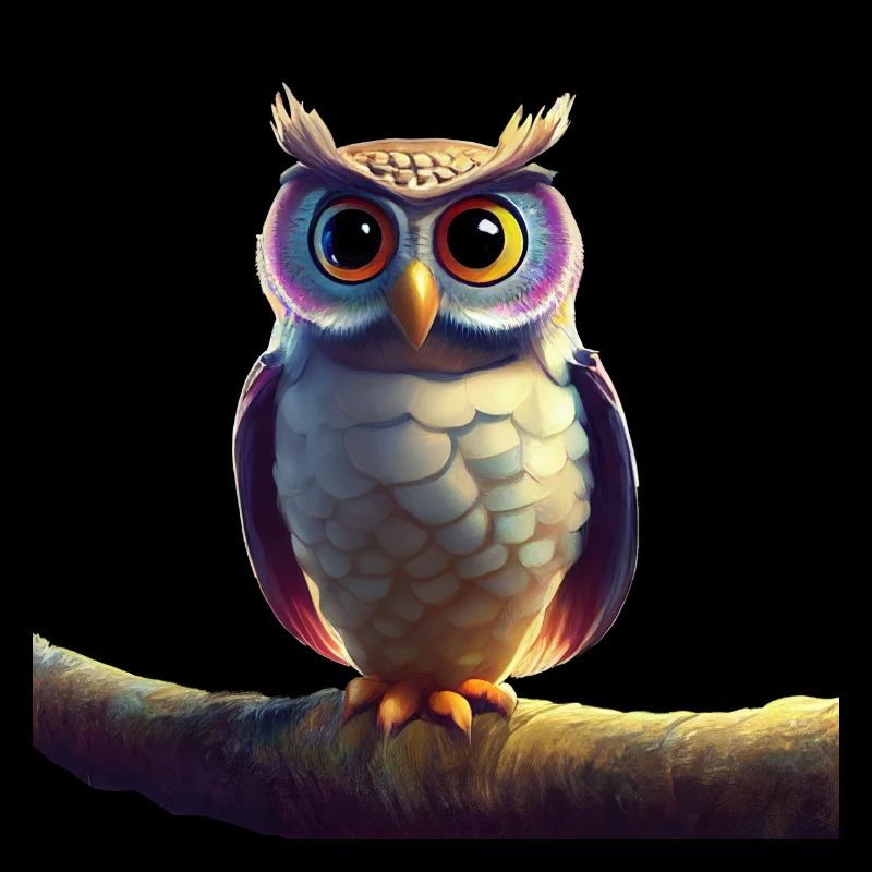 Hibou doux sur une branche