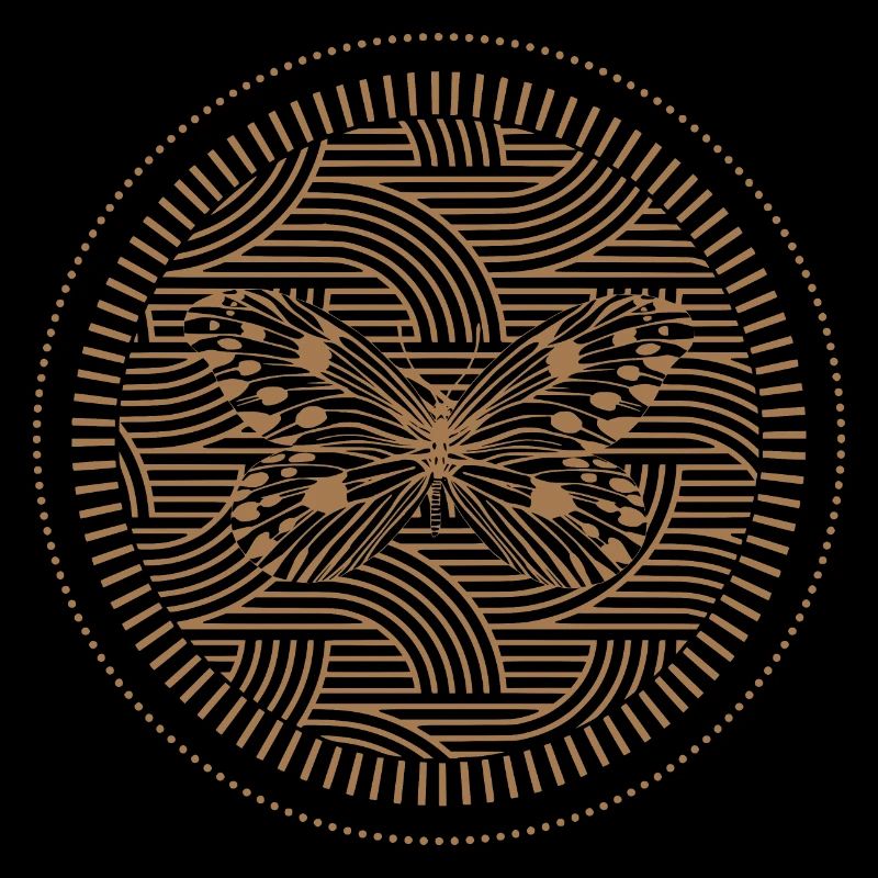 Golden butterfly with geometric patterns