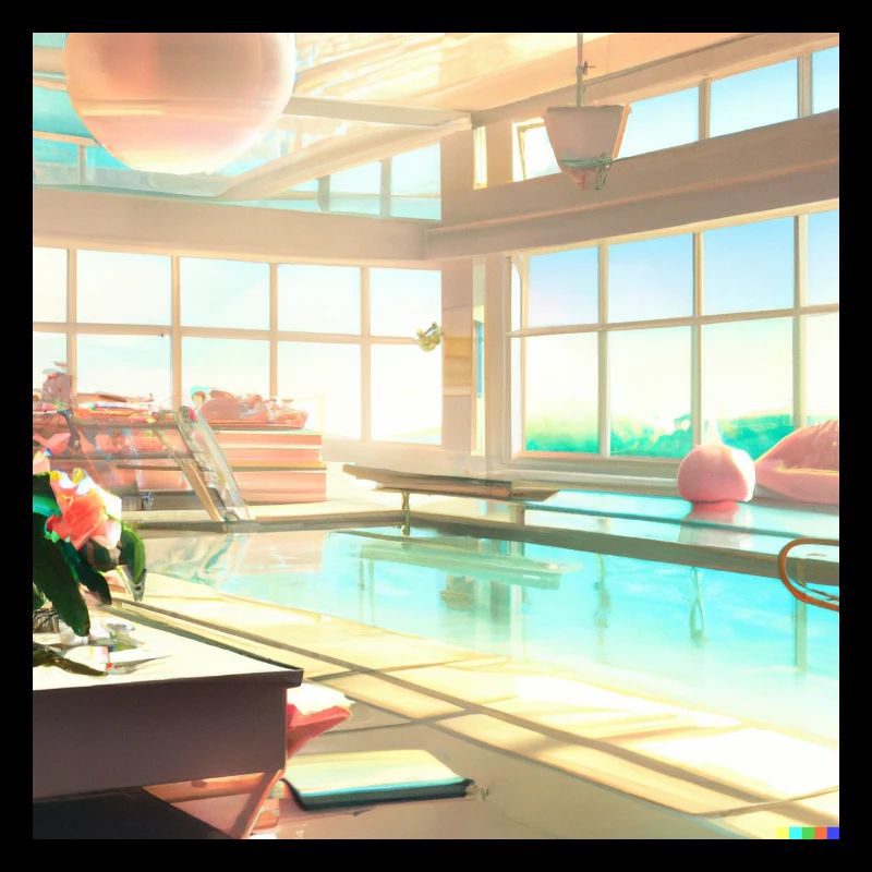 A sun-drenched lounge area digital art