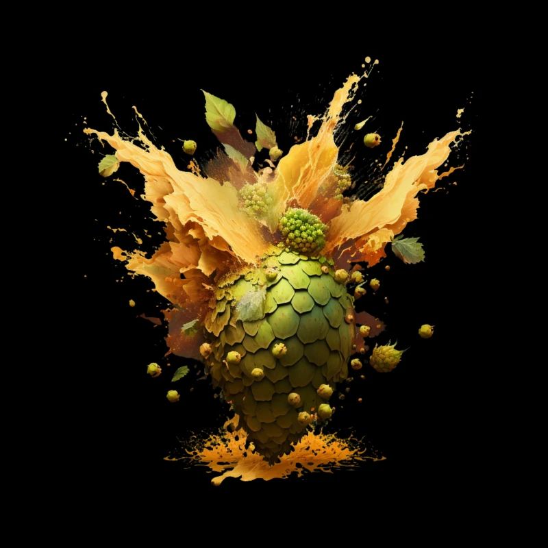 Hopfen explodiert und Craft Bier spritzt