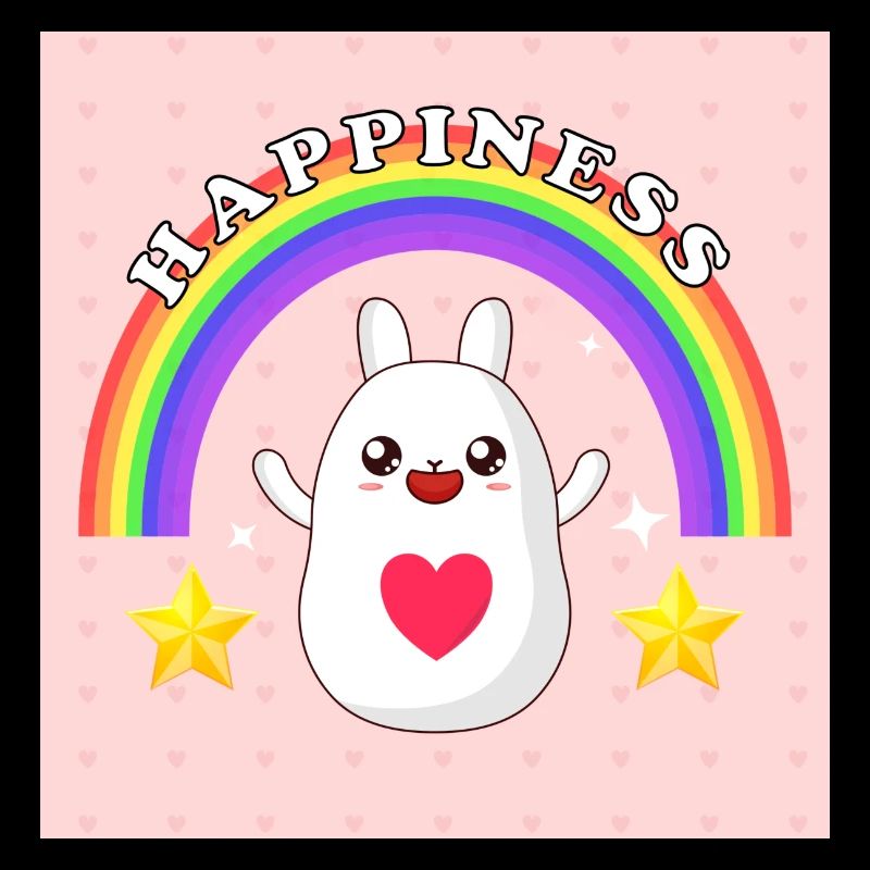 Happiness Hase mit Regenbogen