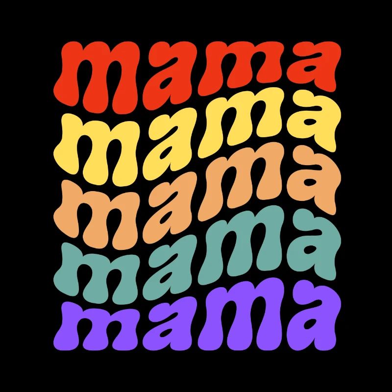 Retro Mama Waves Slogan Multicolore