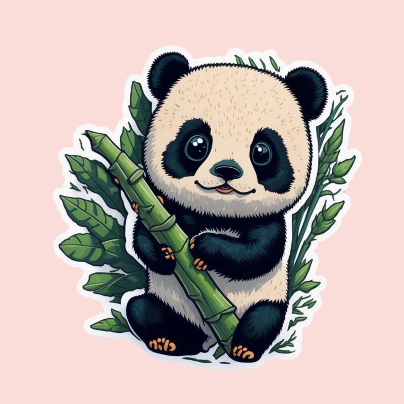 Cute Panda with Bamboo