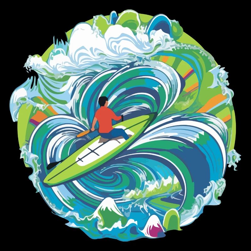 Canoë dans les vagues