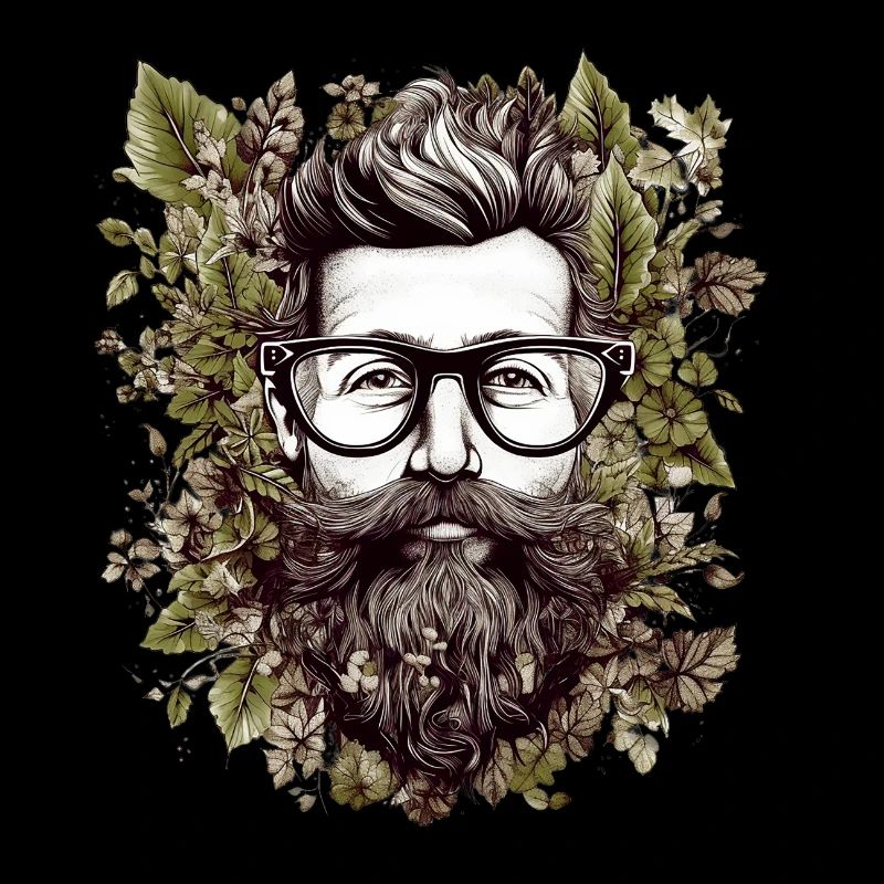 Hipster illustration framed with leaves