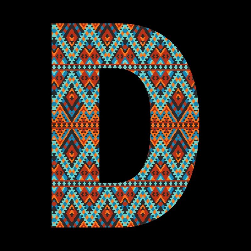 Lettre D- design boho, monogramme coloré