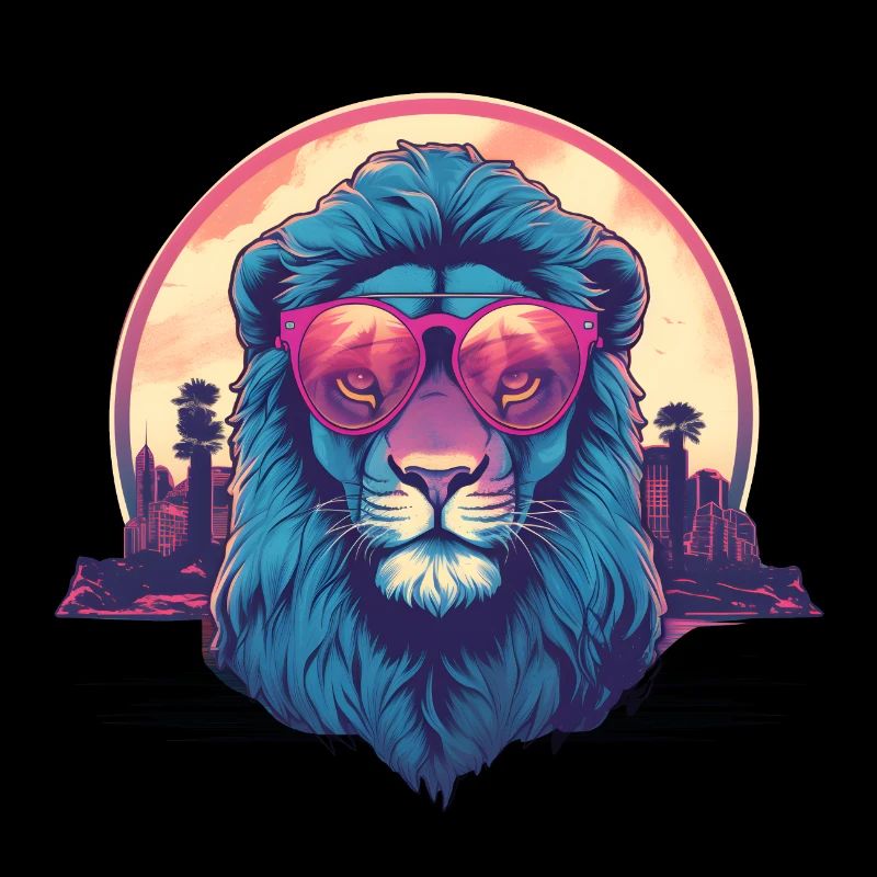 Synthwave Lion Sunset