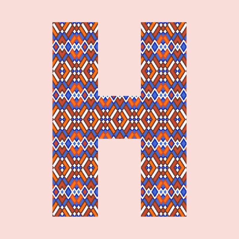 Monogram Letter H- geometric pattern