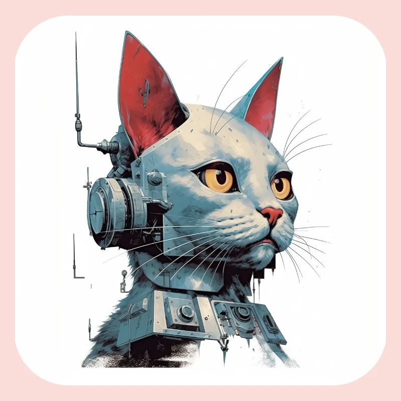 Retro Cyborg Robot Space Cat VI