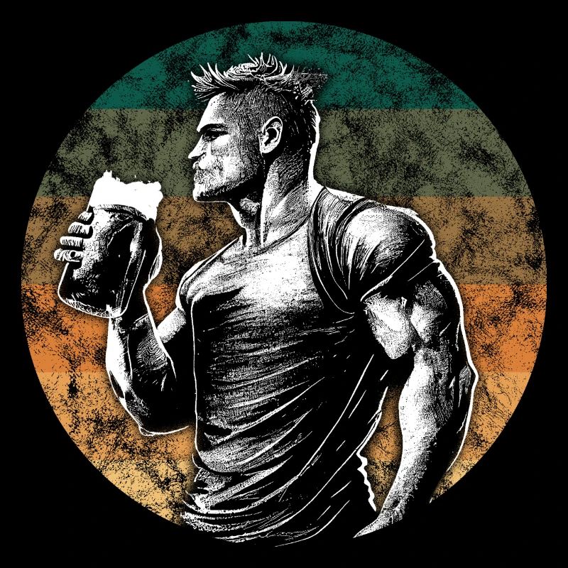 muscular drinking beer