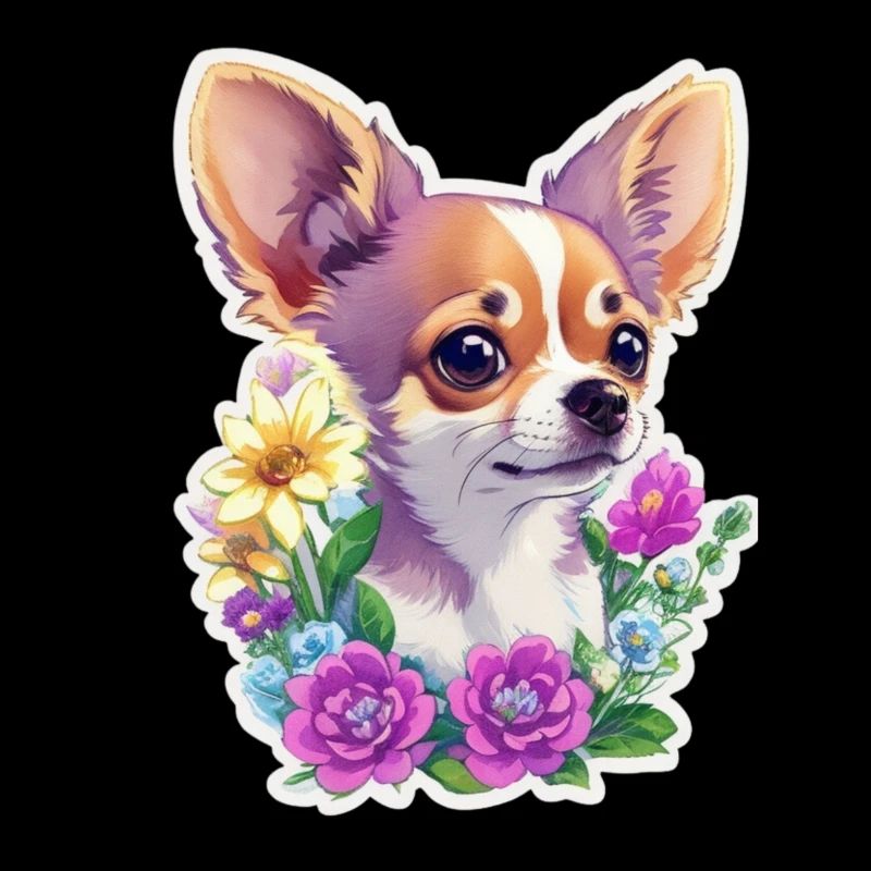Chihuahua pastel avec fleurs