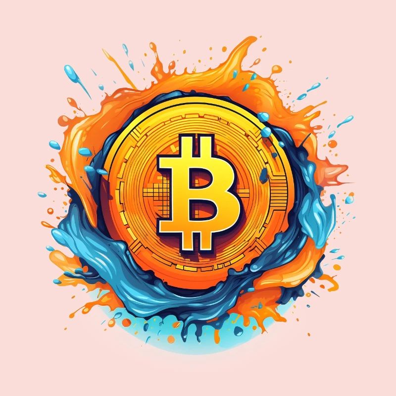 Bitcoin Logo color splash