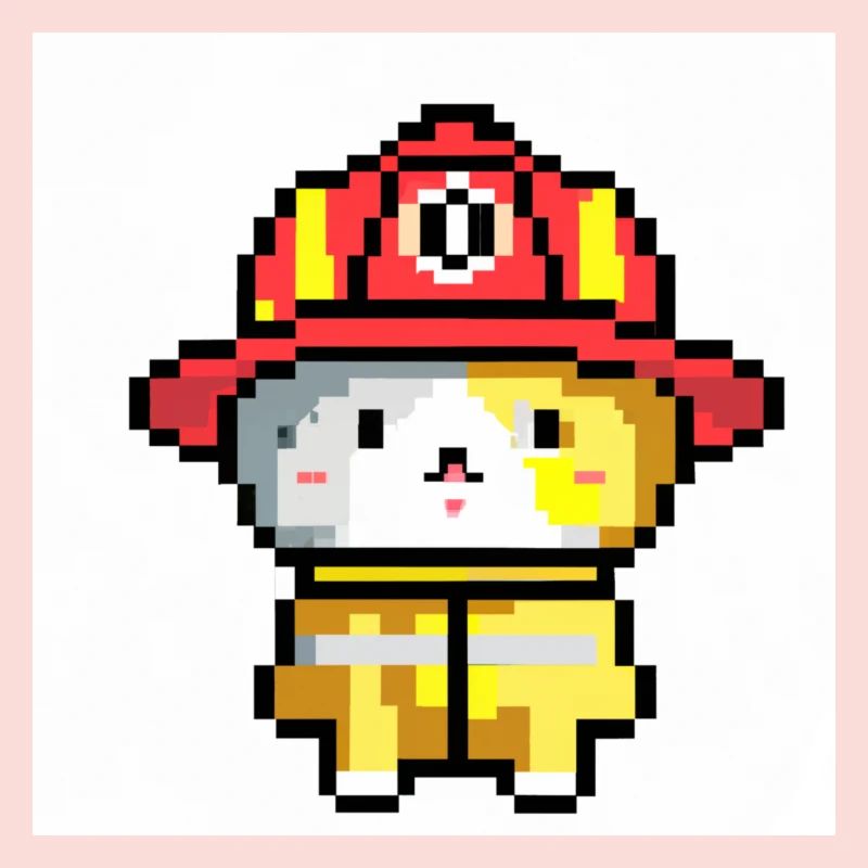 Pompier chat, Uniforme, Pixel Art