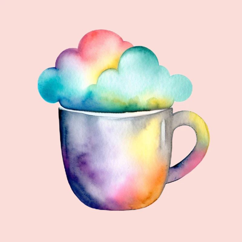 Rainbow coffee with a cloud