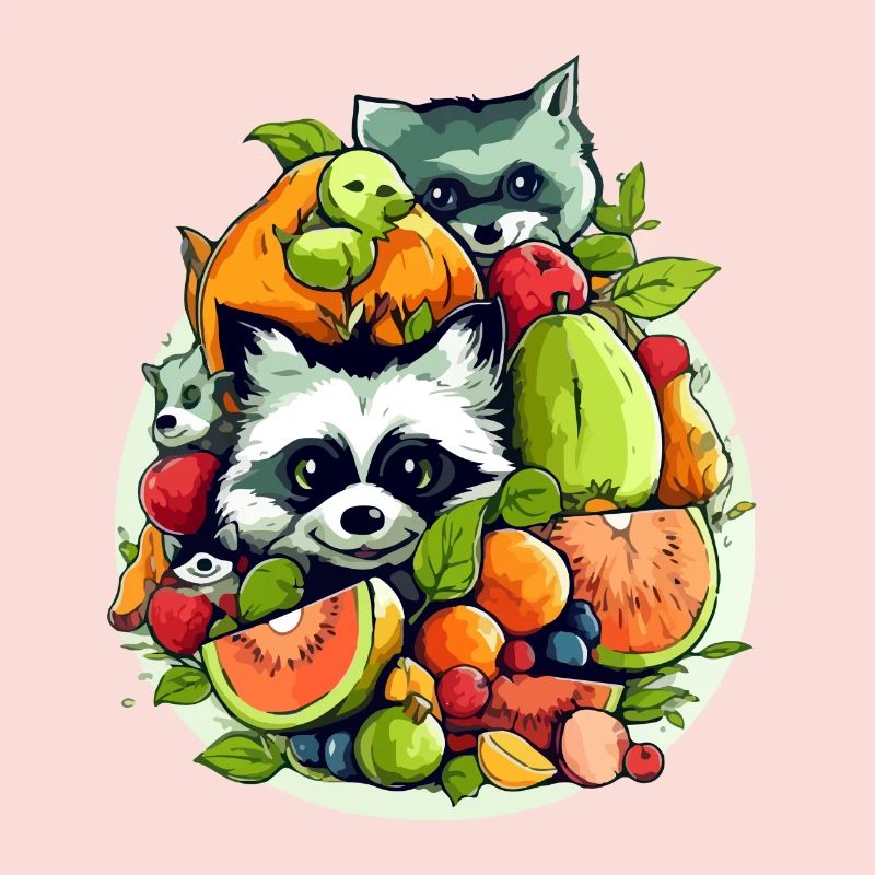 Cute animals in fruit n°2