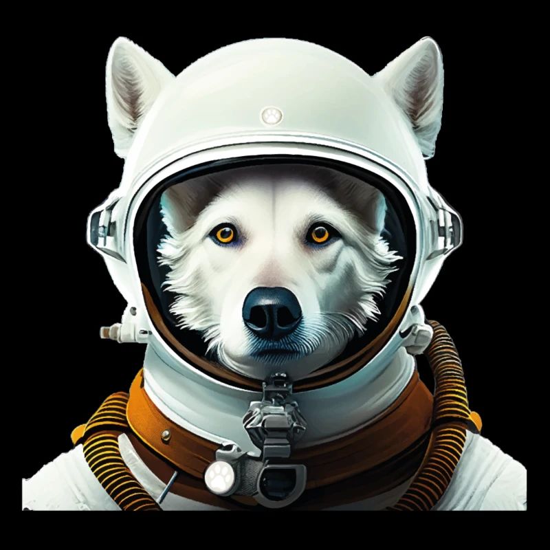 Weißer Schäferhund als Astronaut