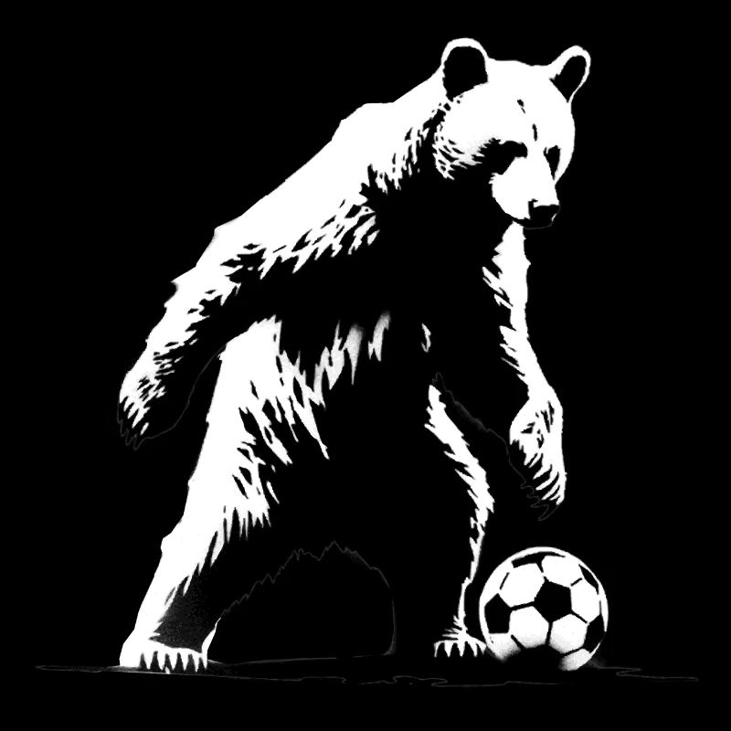 Bear playing soccer