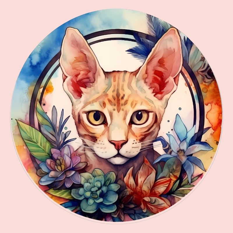 Devon Rex Cat Boho Style, Love Cats