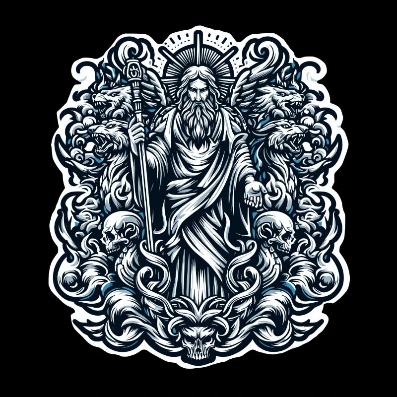Rätselhaftes Zauberer- und Totenkopf-Artwork