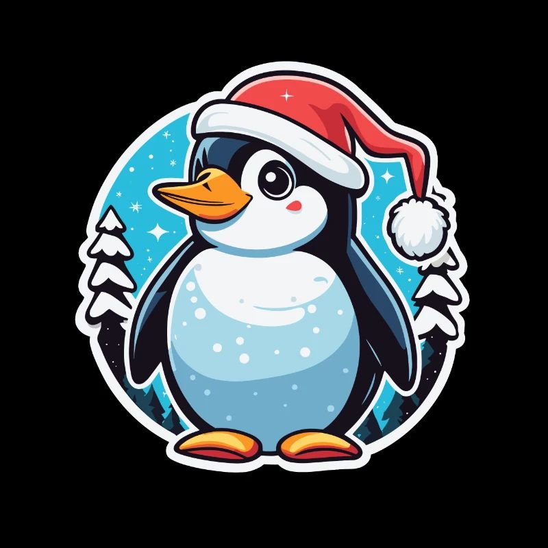 Illustration de Noël pingouin