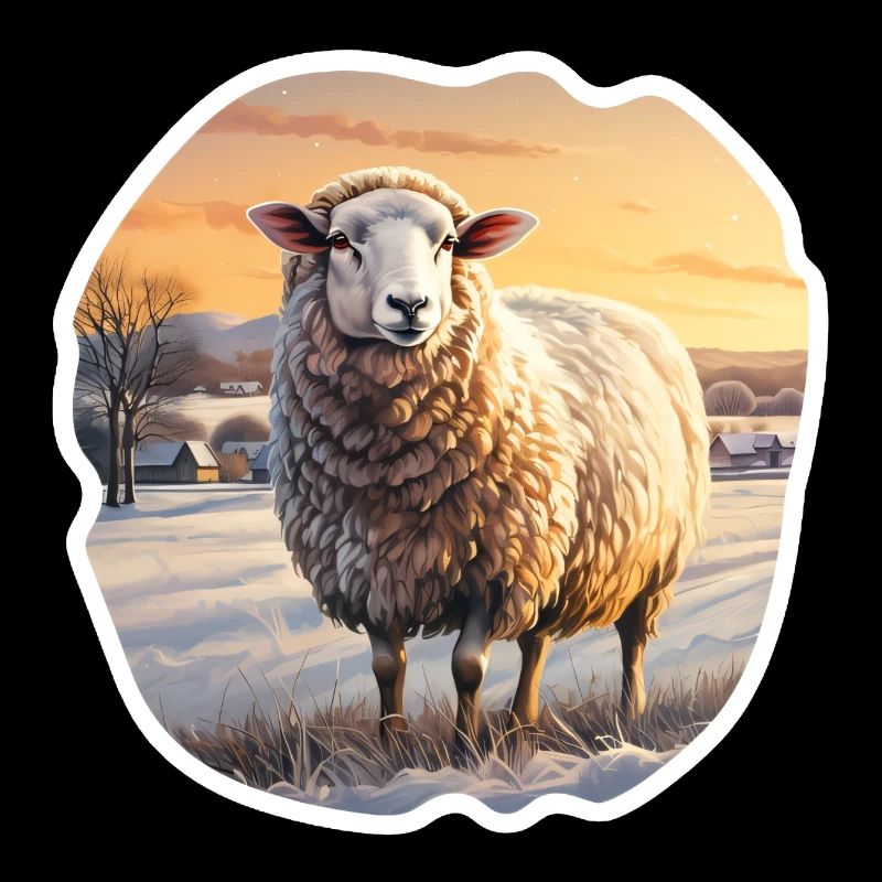Moutons dans le paysage d’hiver