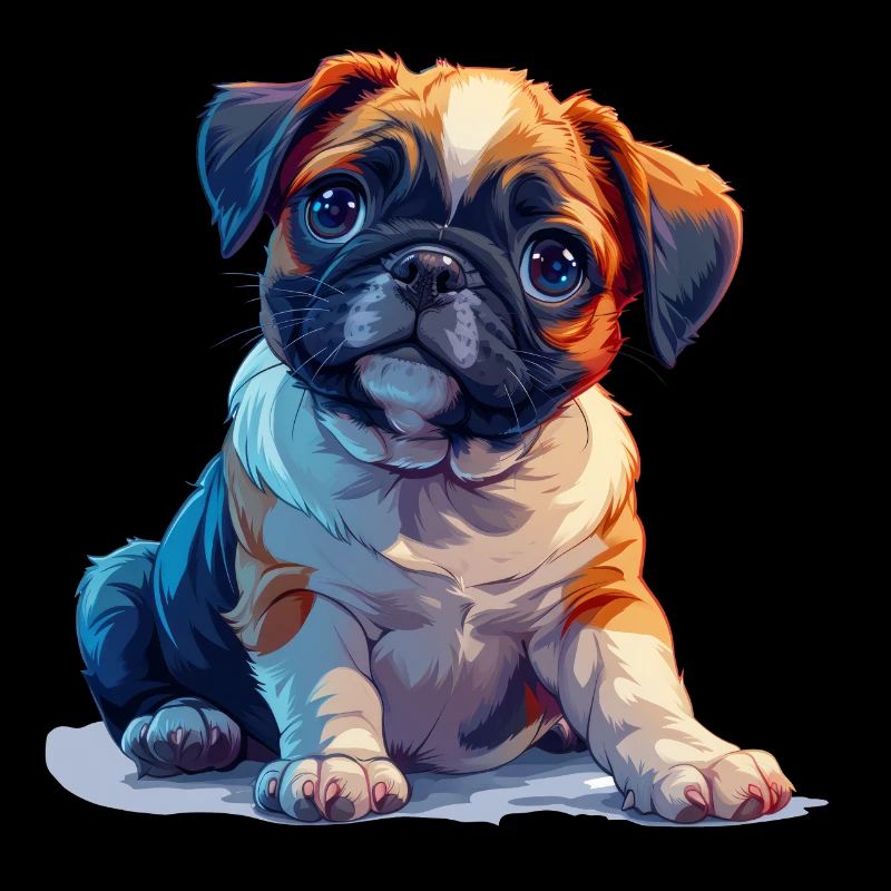 Chiot carlin assis