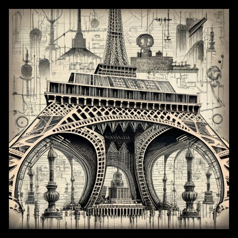 Eiffelturm Cyberpunk Steampunk Cyborg Stil