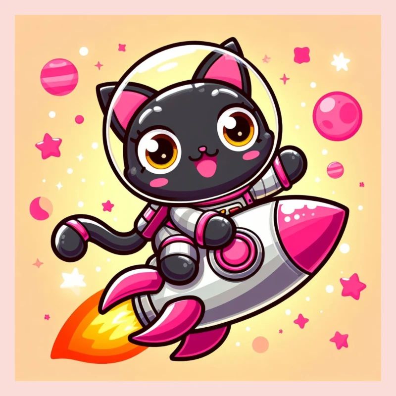 Space Kitty on rocket in space