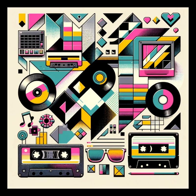 Bold geometric shapes 80s/90s vinyl