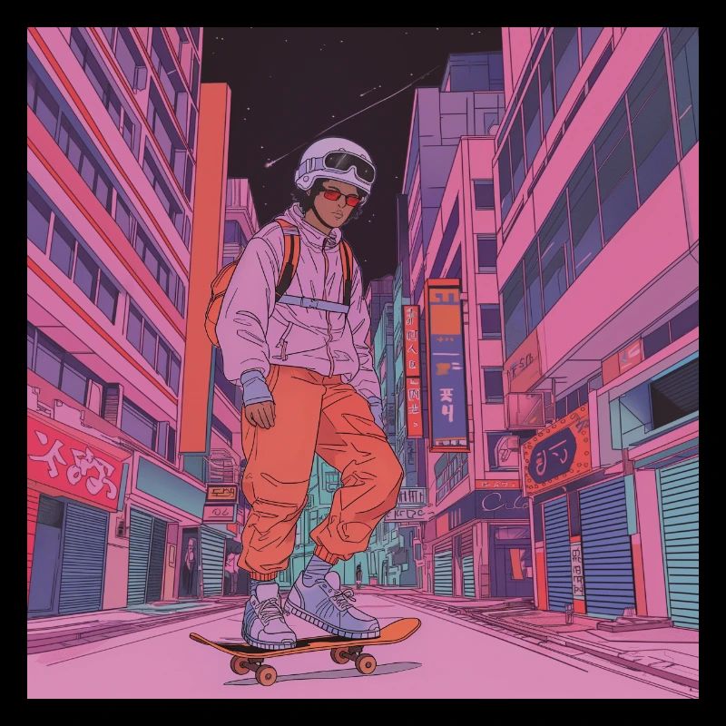 Années 80 Anime Guy Calmant Impression de mode de haute qualité