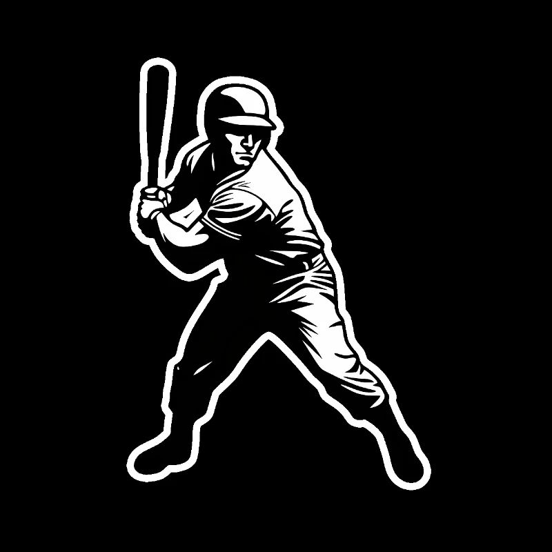 Joueur de baseball noir blanc