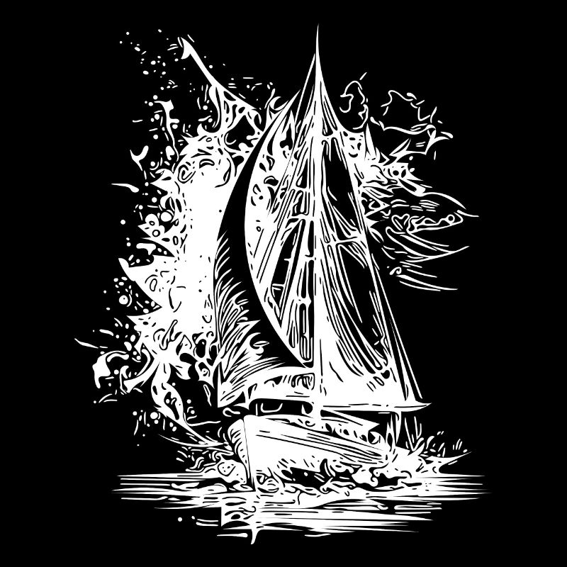 Sleek sport sailing ship with sails