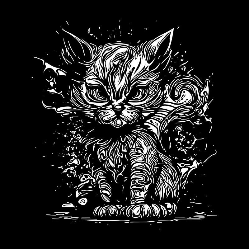 Petit Mauvais Chat dans Nature Splash Tattoo Style
