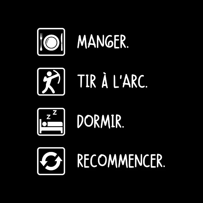 Manger. Tir à l'arc. Dormir. Recommencer