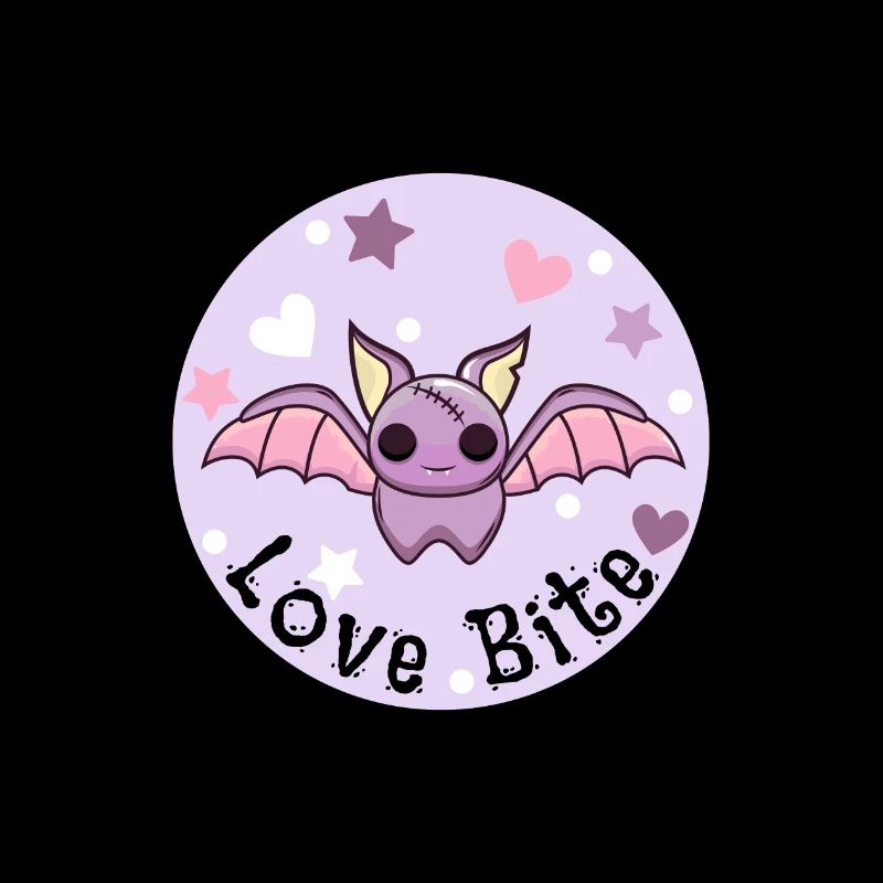 Love Bite. Kawaii Bat. Halloween Vampire.