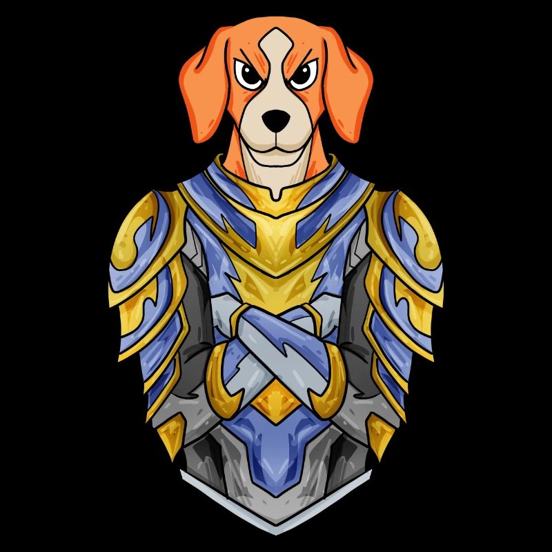 Chevalier Chien Race Beagle avec Armure