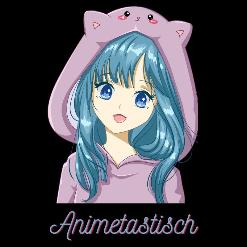 Süßes Anime/Manga Mädchen mit Cosplay-Pullie.