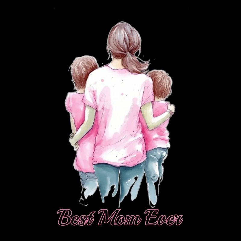 Mere et enfants de dos