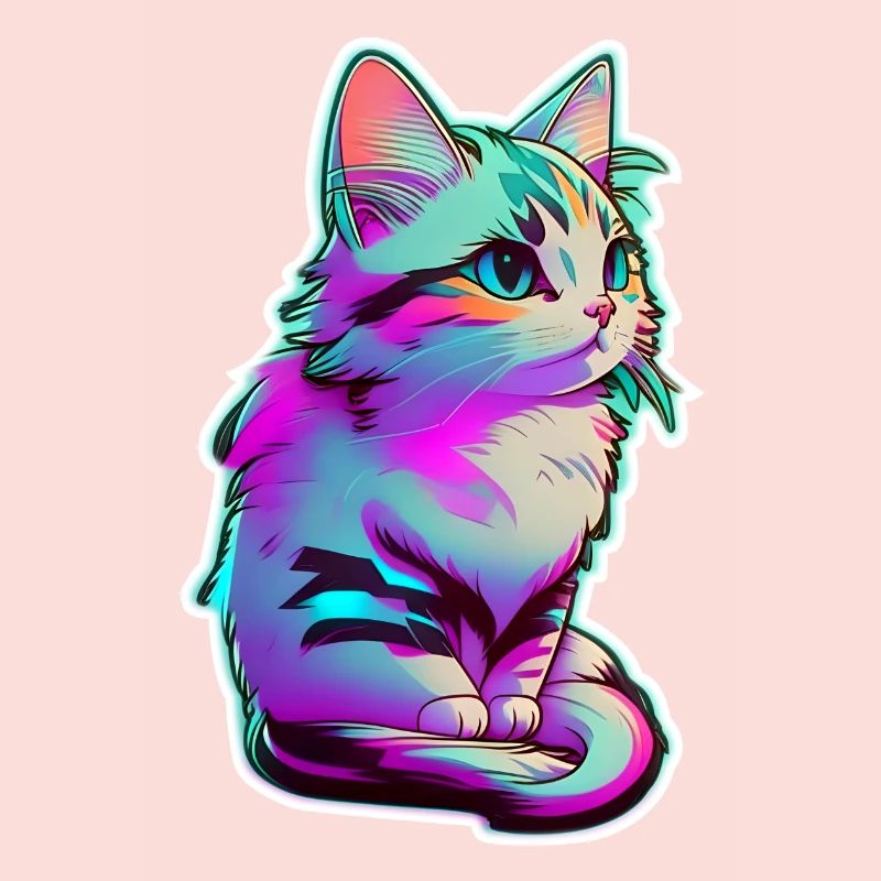 petit chaton eclairage néon - chat mignon