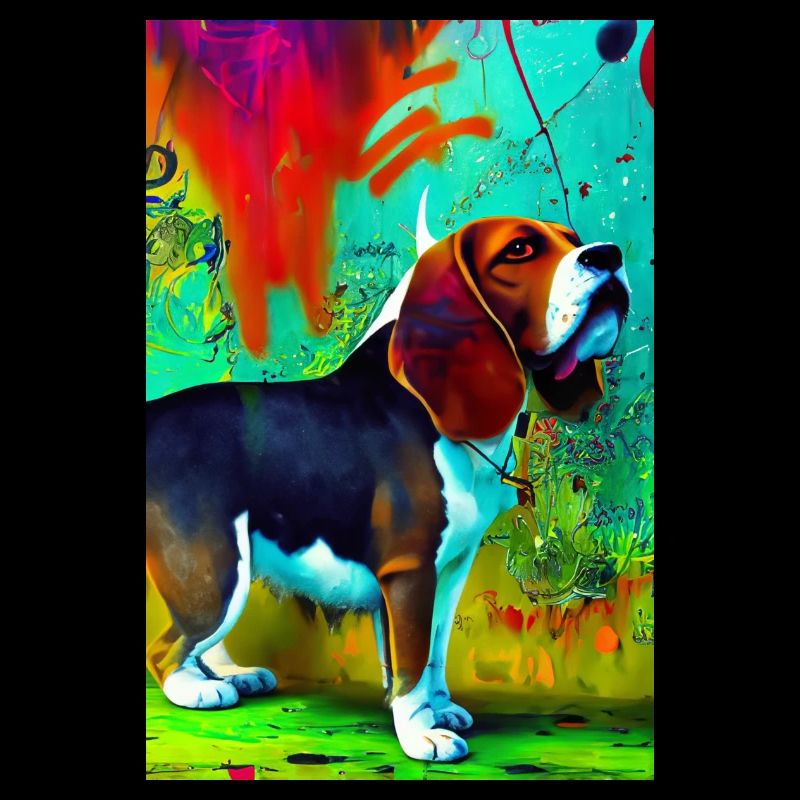 Impression pop art moderne | coloré | Chien Beagle