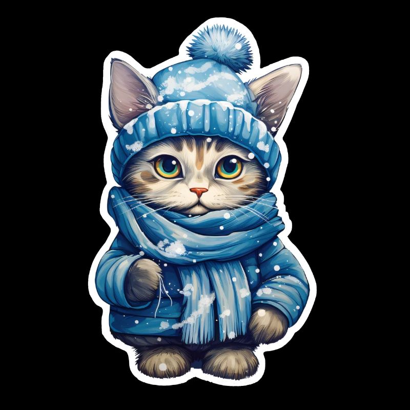 Chat avec chapeau, écharpe et veste