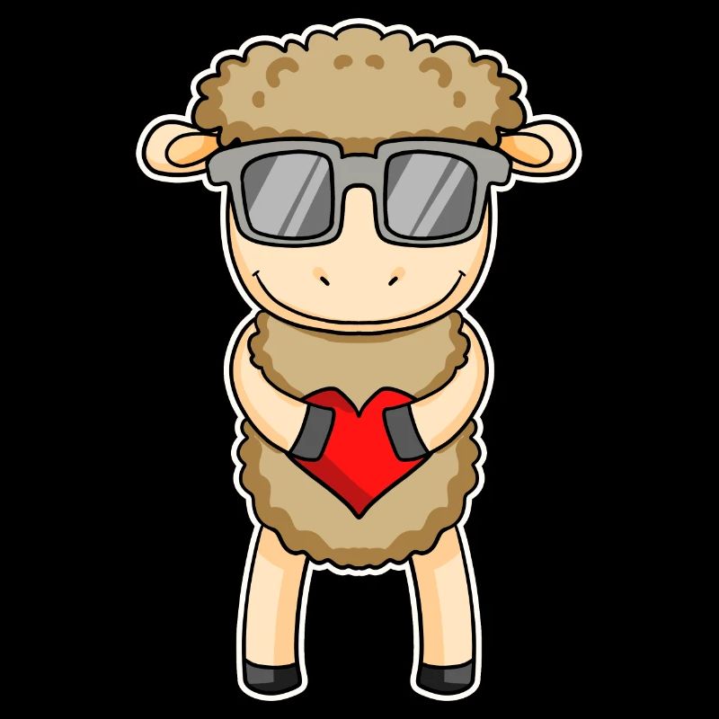 Schaf mit Herz und Brille