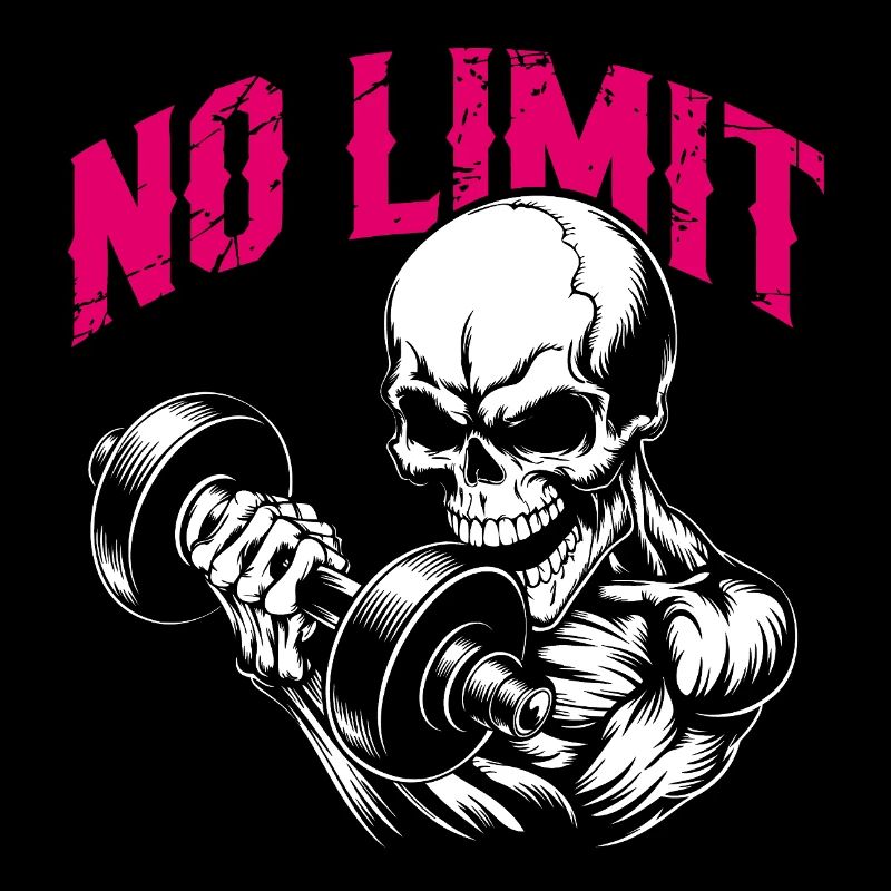 No Limit Workout Bodybuilding Skull mit Hantel