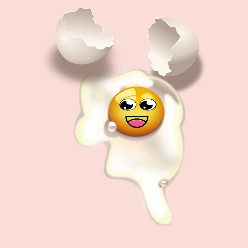 Fried egg with and broken eggshell