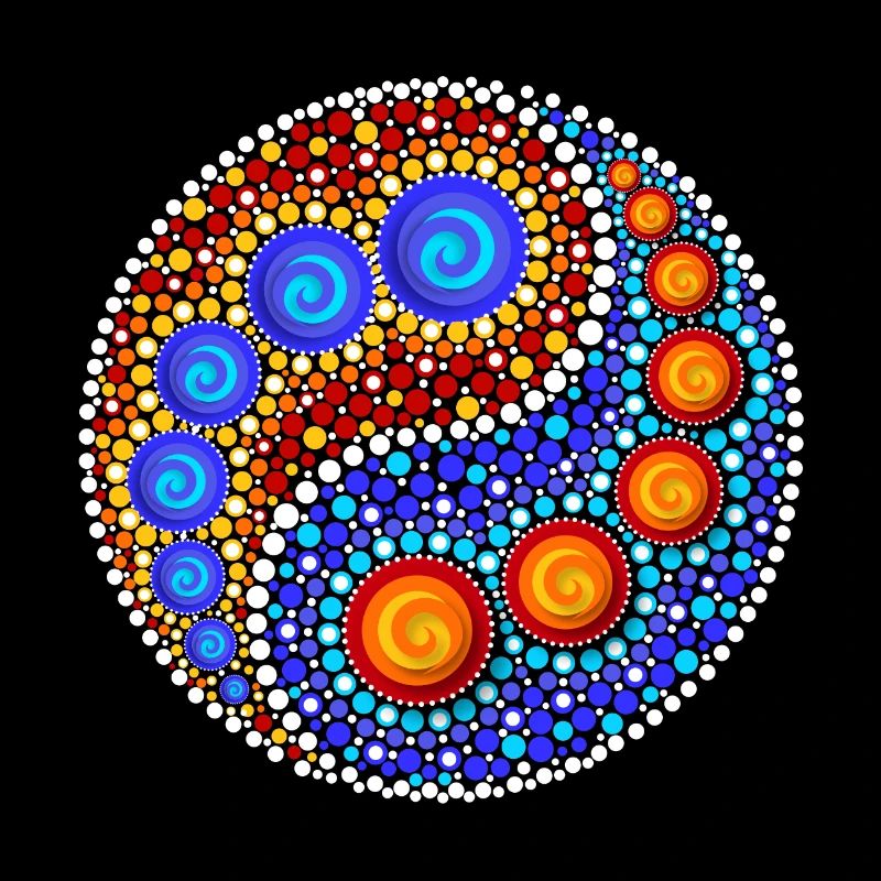 Yin Yang Dot Art Points Sign Forms Yoga Om Zen