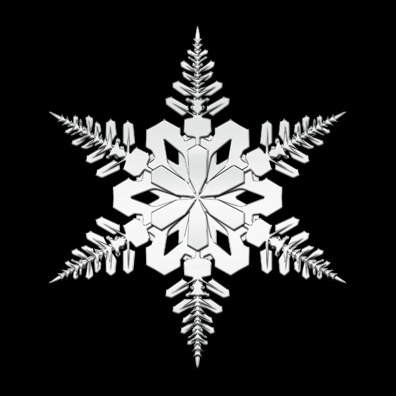 Flocon de neige, snowflake argent blanc en 3D