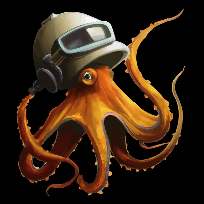 Krake Oktopus mit Helm Geschenkidee