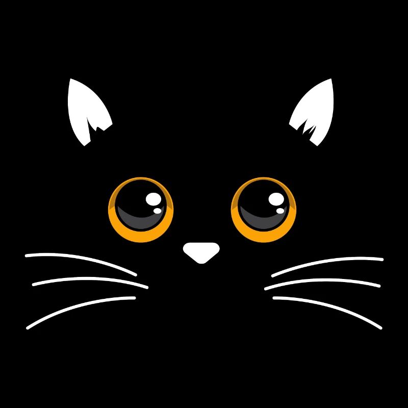Cute black cat face - gift idea
