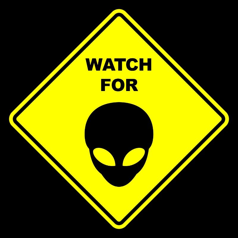 Achten Sie auf das graue Aliens-Schild