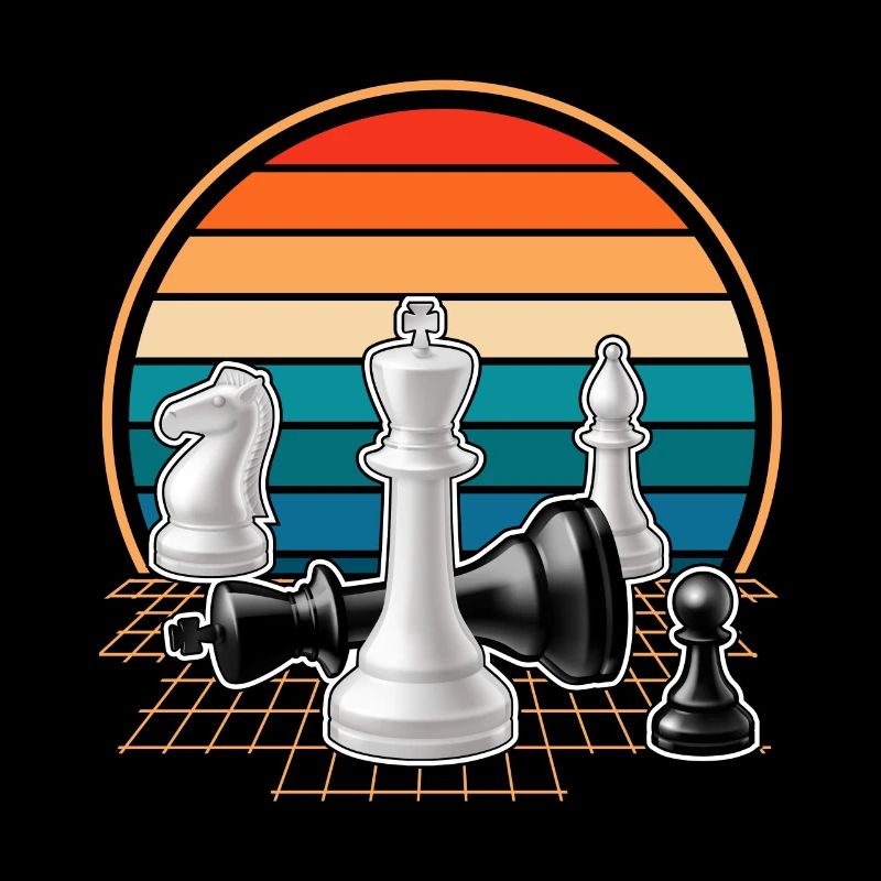 Retro Chess Pieces Board Game Chess Lovers